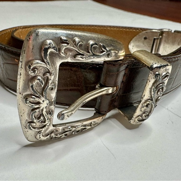 Fossil Croc Embossed Cowhide Western Belt Genuine Leather size M - Picture 1 of 6